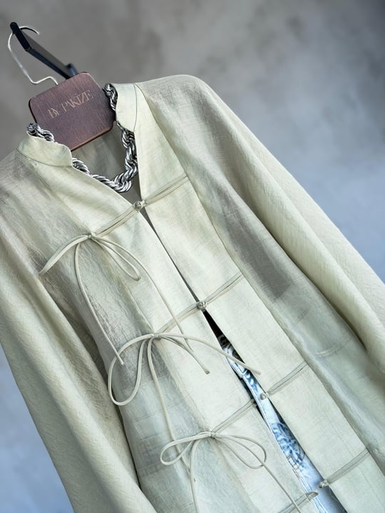 Premium Bağlama Detaylı Kimono Gömlek (Adaçayı Yeşili)