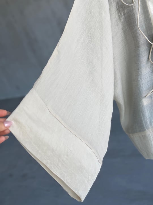 Premium Bağlama Detaylı Kimono Gömlek (Taş)