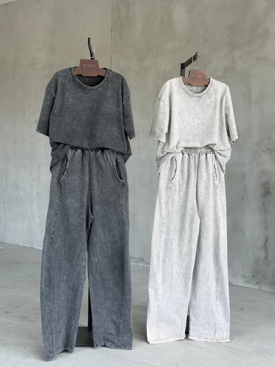 Taş Yıkamalı Şalvar Model Takım (Antrasit)