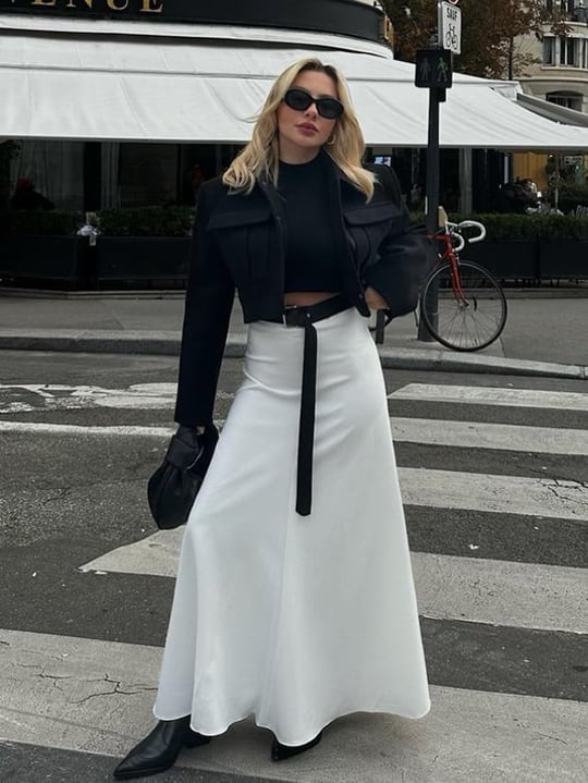 Ecru Eli Flared Skirt | Suud Collection