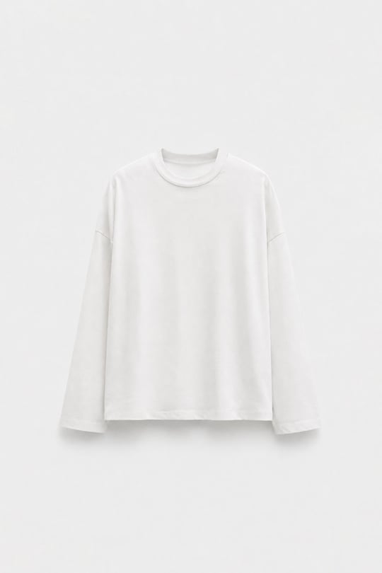 Beyaz Uzun Kollu Oversize Tişört