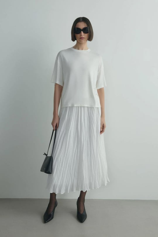 Ekru Donette Piliseli Etek