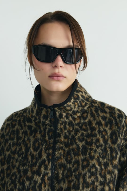 Kahverengi Leo Oversize Fermuarlı Ceket