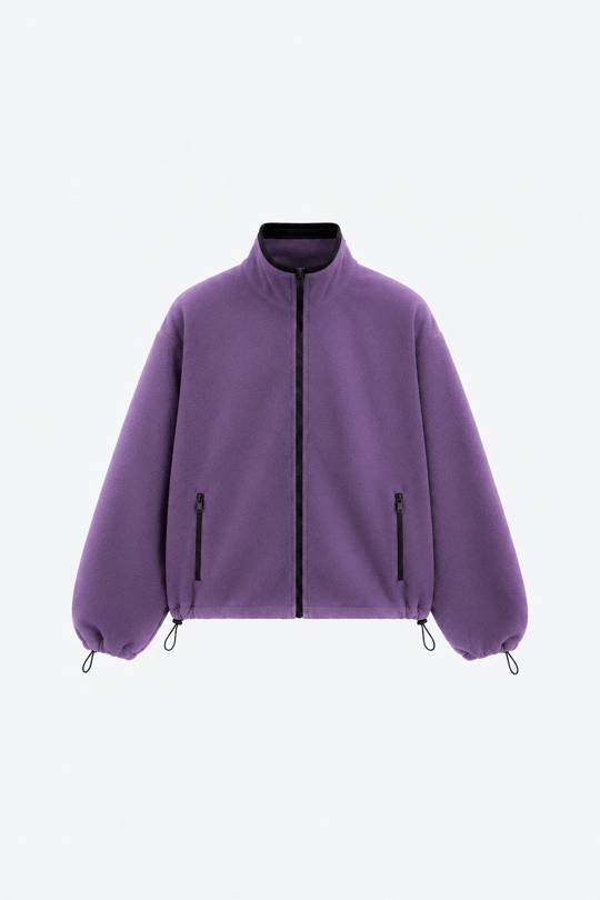 Mor Anu Oversize Fermuarlı Polar Hırka