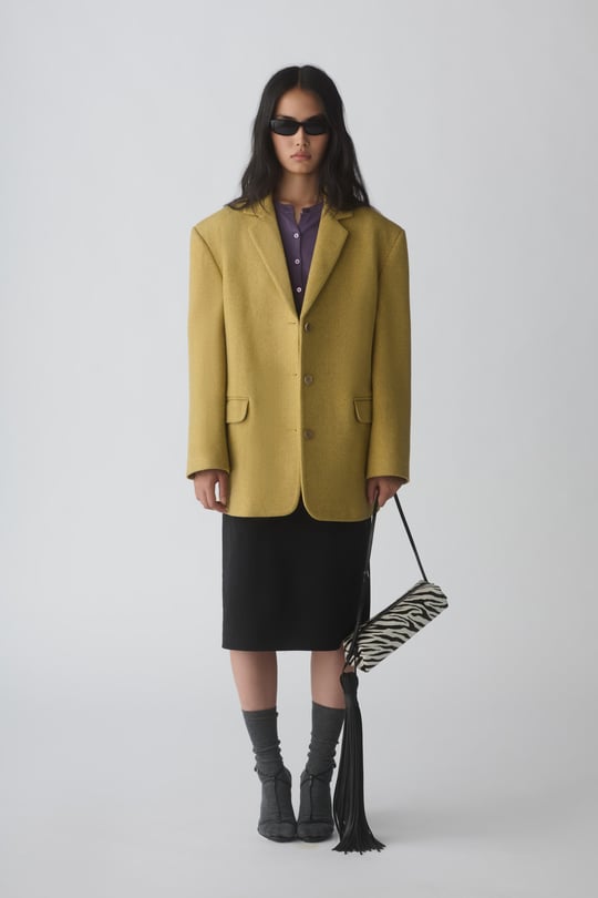 Sarı Gina Kaşe Blazer Ceket