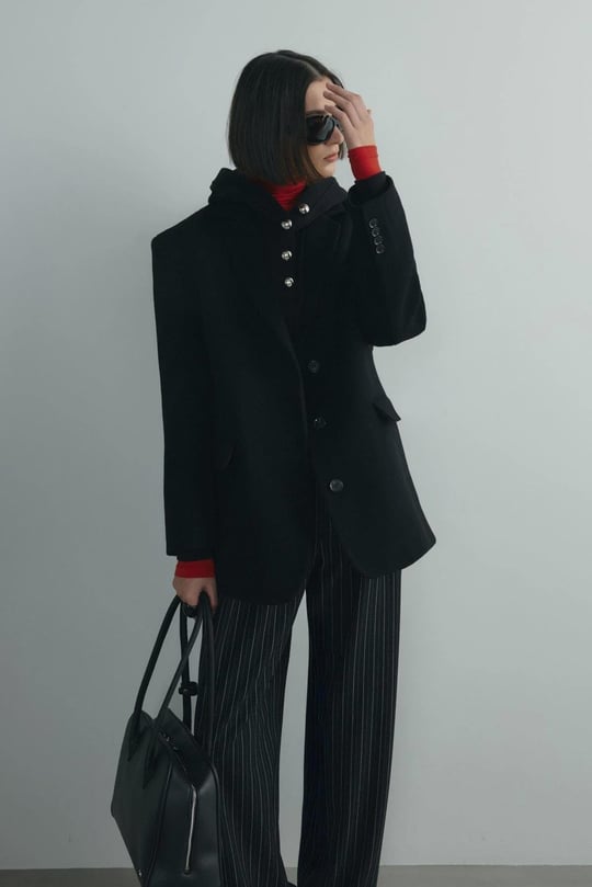 Siyah %100 Yün Blazer Ceket