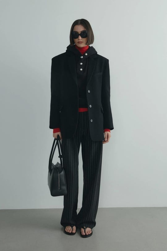 Siyah %100 Yün Blazer Ceket