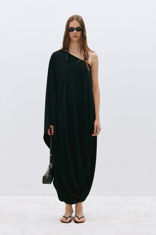 Alina Cape One-Sleeve Dress