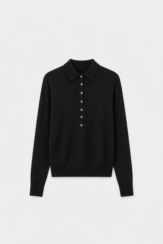 Siyah Carter Polo Yaka Triko Kazak
