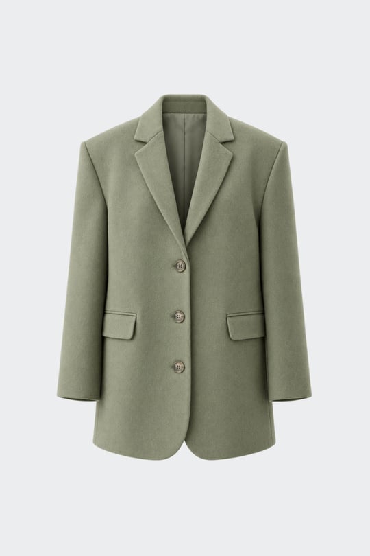 Yeşil Gina Kaşe Blazer Ceket
