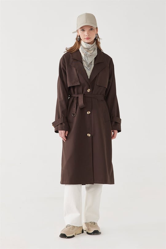 【サト】Germany Longcoat Vintage Bitter Brown 1980 Vintage Cotton Trench Coat | Suud Collection