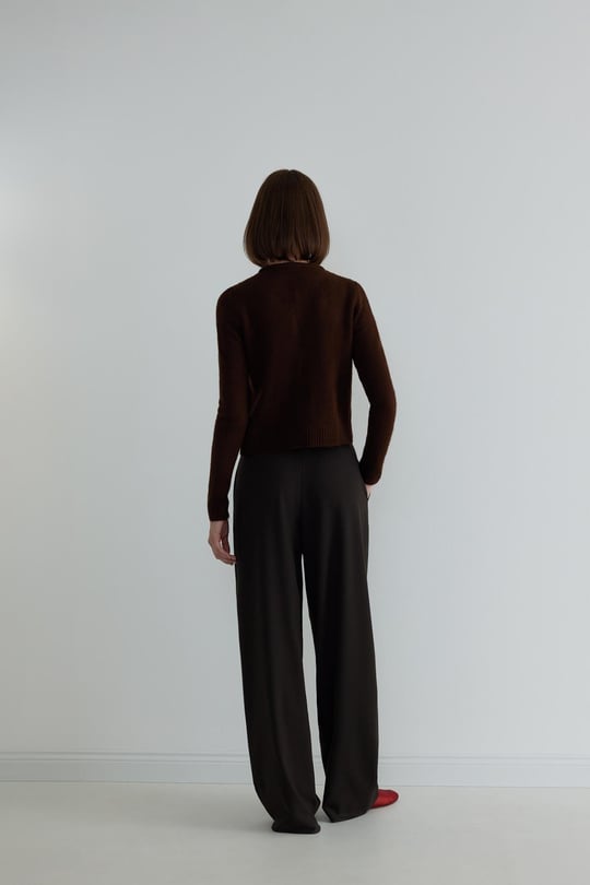 Dark Brown Mina Wide Leg Trousers | Suud Collection