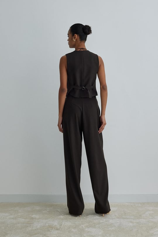 Dark Brown Mina Wide Leg Trousers | Suud Collection
