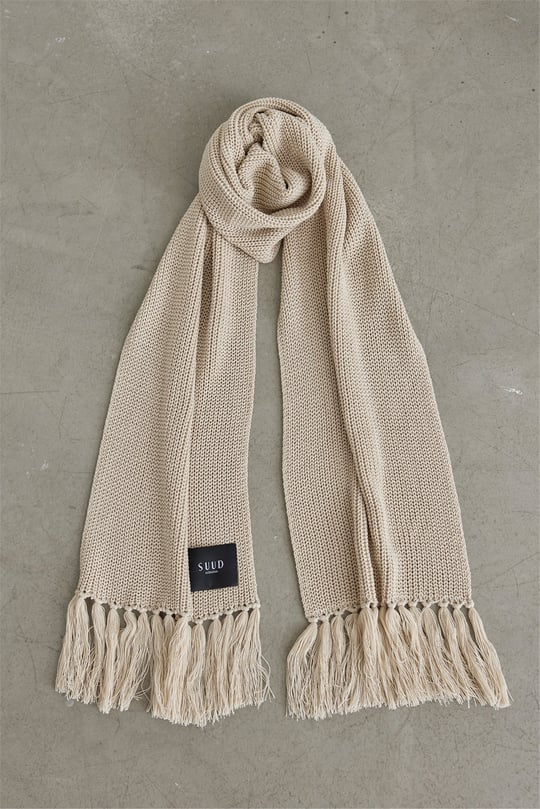 Beige Tasseled Knitwear Scarf Suud Collection