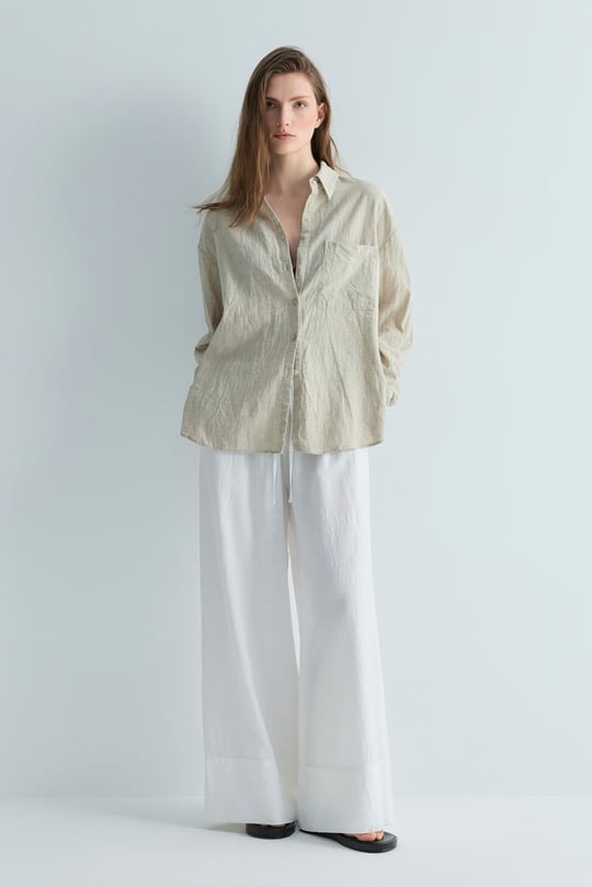 Natural Serin Oversized Linen Shirt | Suud Collection