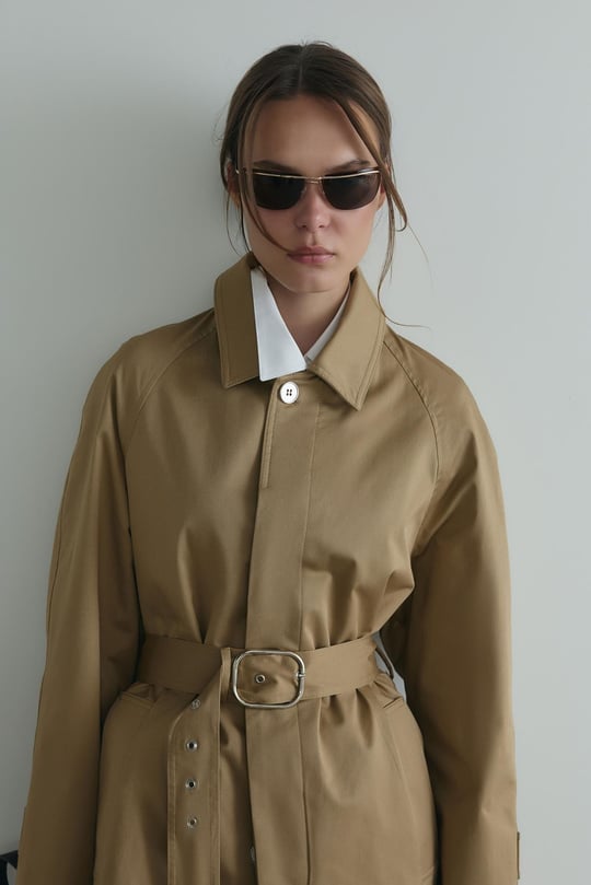 Khaki Classic Trench Coat With Belt | Suud Collection