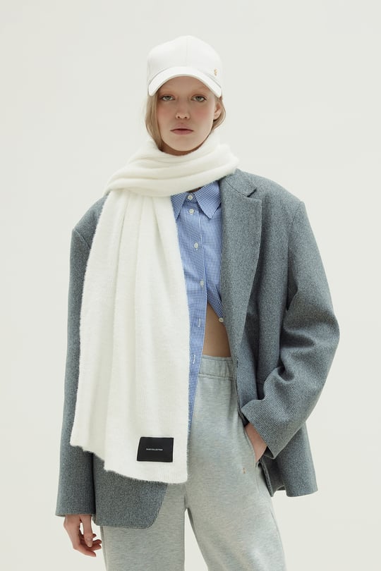Ecru Soft Textured Wide Scarf Suud Collection