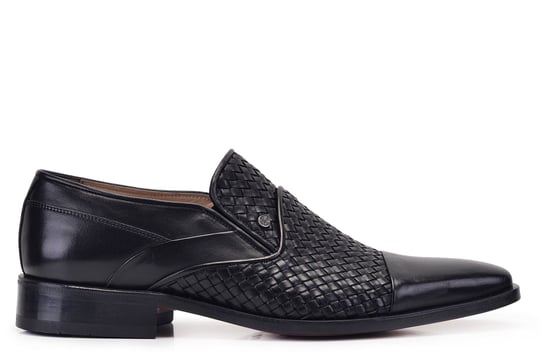 Siyah Örgü Detaylı Kösele Loafer