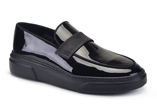 Siyah Rugan Bağcıksız Erkek Sneaker Ayakkabı