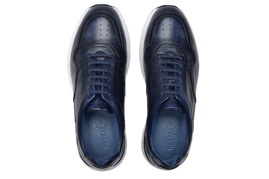 Lacivert Hakiki Deri Erkek Sneaker Ayakkabı
