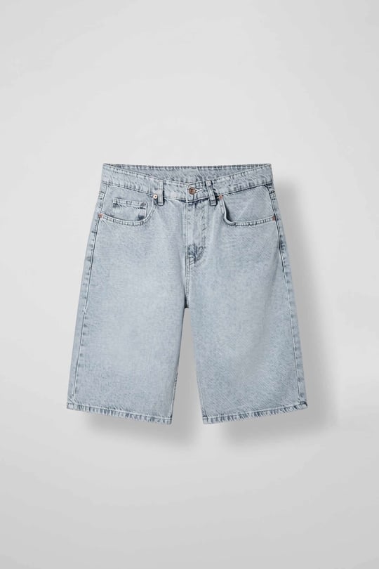 Erkek Baggy Bermuda Jean Şort Buz Mavi