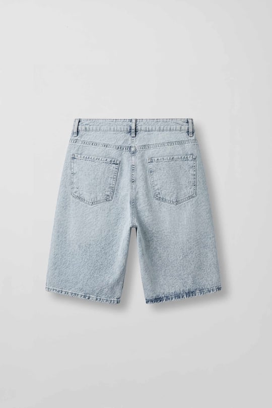 Erkek Baggy Bermuda Jean Şort Buz Mavi
