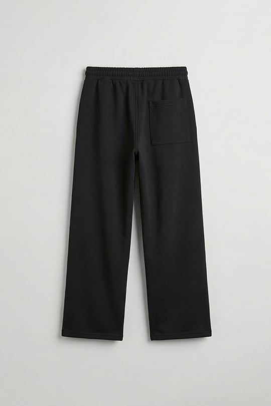 Erkek Baggy Fit Nakış Detaylı Basic Eşofman Altı Siyah