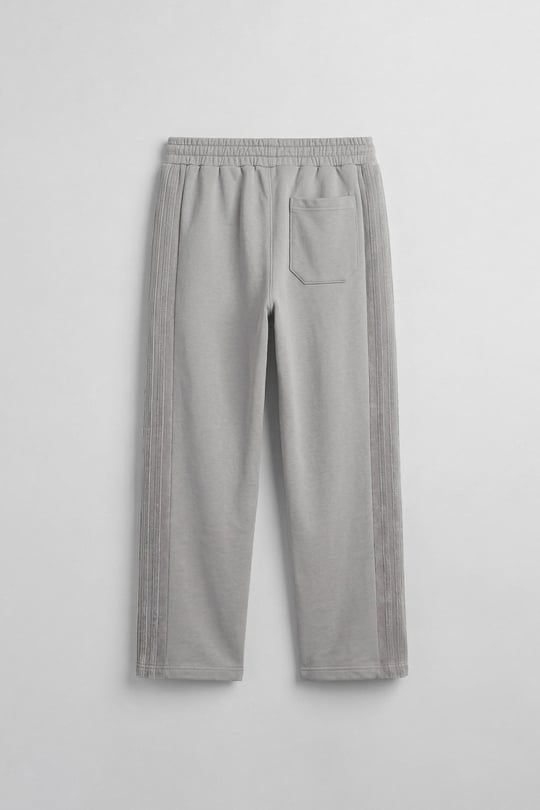 Erkek Baggy Fit Yan Şerit Fitilli Eşofman Altı Gri