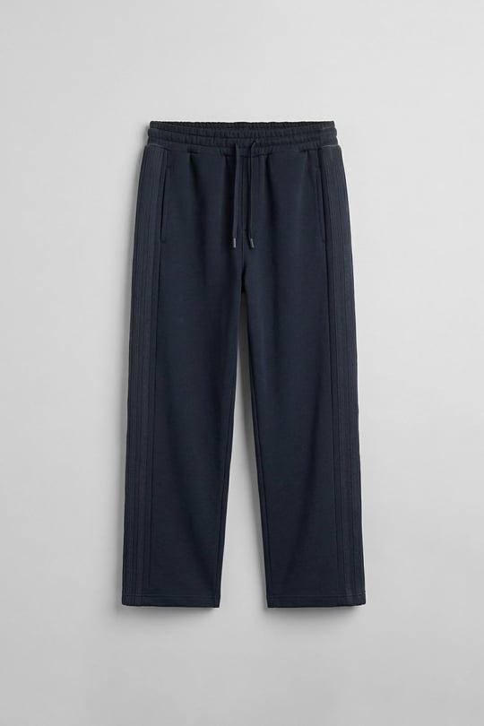 Erkek Baggy Fit Yan Şerit Fitilli Eşofman Altı Lacivert
