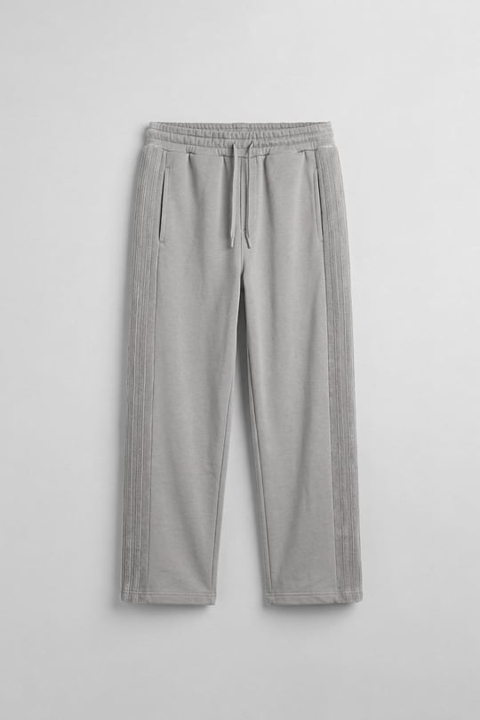 Erkek Baggy Fit Yan Şerit Fitilli Eşofman Altı Gri