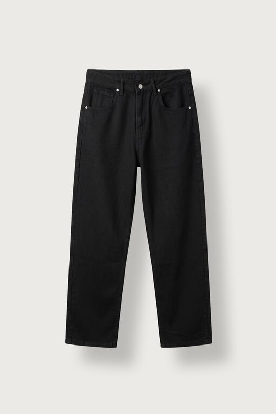 Erkek Baggy Fit Yıkamalı Jean Pantolon Siyah