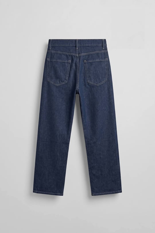 Erkek Baggy Kontrast Dikişli Jean Pantolon Lacivert