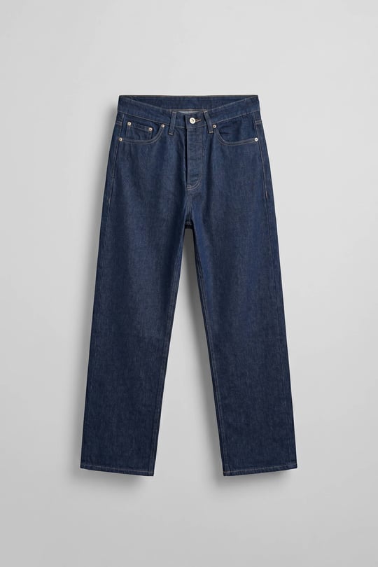 Erkek Baggy Kontrast Dikişli Jean Pantolon Lacivert
