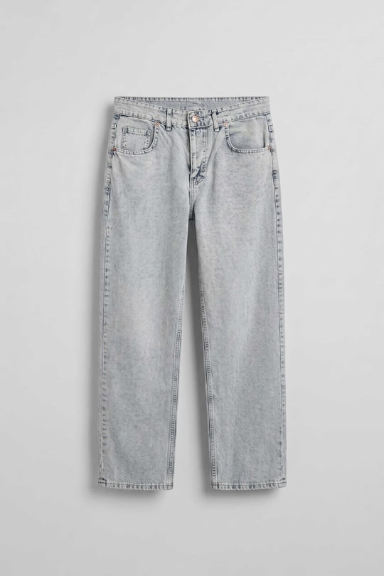 Erkek Baggy Yıkamalı Jean Pantolon Buz Mavi