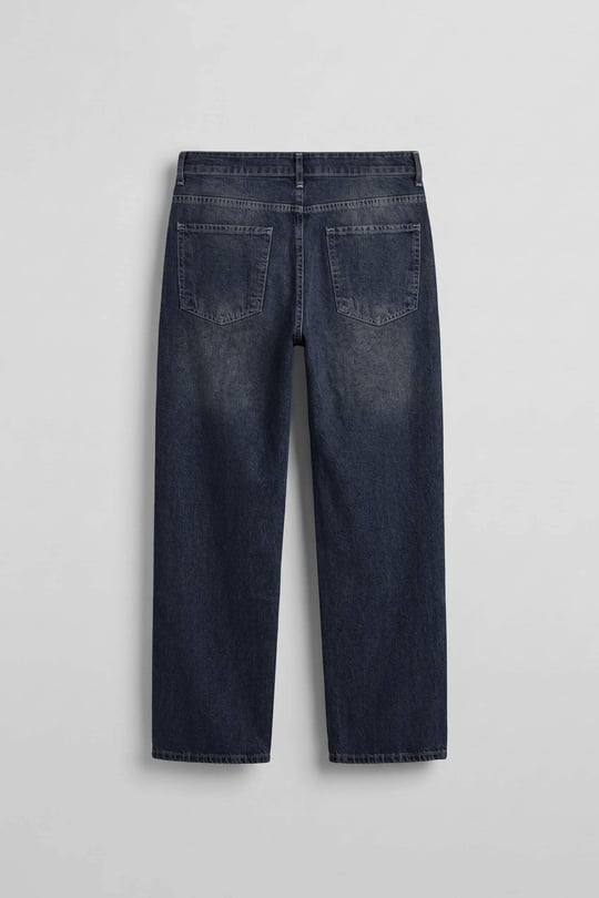 Erkek Baggy Yıkamalı Jean Pantolon Lacivert