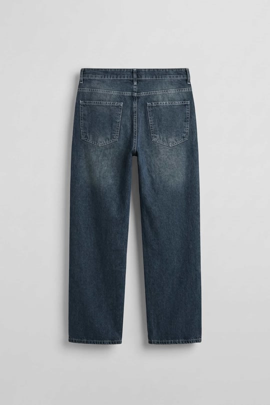 Erkek Baggy Yıkamalı Jean Pantolon Lacivert