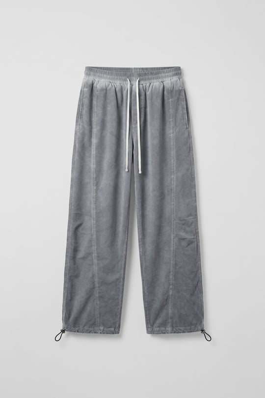 Erkek Baggy Yıkamalı Paraşüt Jogger Eşofman Altı Gri