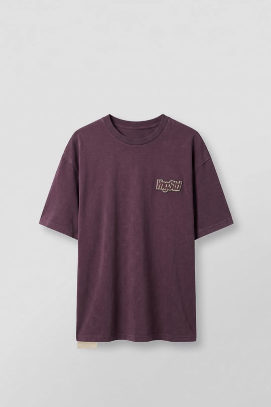 Erkek Boxy Fit Kabartma Nakışlı T-Shirt Bordo