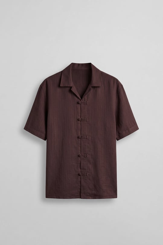 Erkek Boxy Fit Tencel Kumaş Kimono Gömlek Bordo