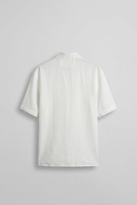 Erkek Boxy Fit Tencel Kumaş Kimono Gömlek Beyaz
