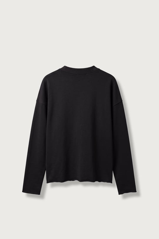 Erkek Boxy Fit Yazı Baskılı Bisiklet Yaka Sweatshirt Siyah