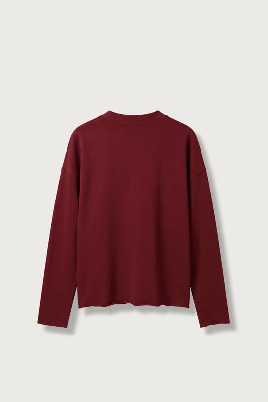 Erkek Boxy Fit Yazı Baskılı Bisiklet Yaka Sweatshirt Kırmızı