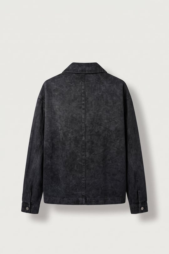 Erkek Boxy Fit Yıkamalı Utility Gabardin Ceket Siyah
