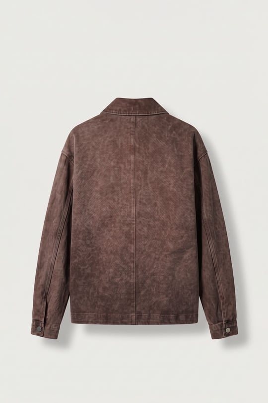 Erkek Boxy Fit Yıkamalı Utility Gabardin Ceket Kahverengi