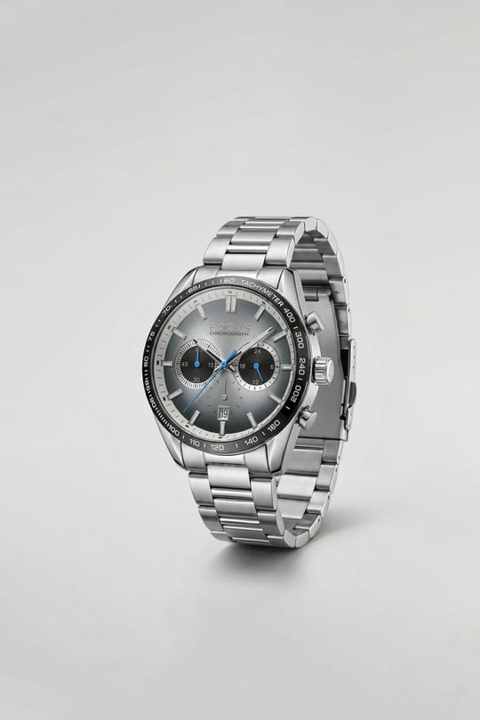 Erkek Çelik Kordon Tachymeter Analog Kol Saati Gümüş