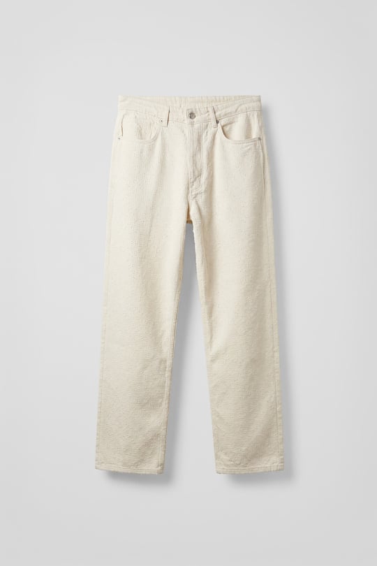 Erkek Dokulu Baggy Jean Pantolon Bej