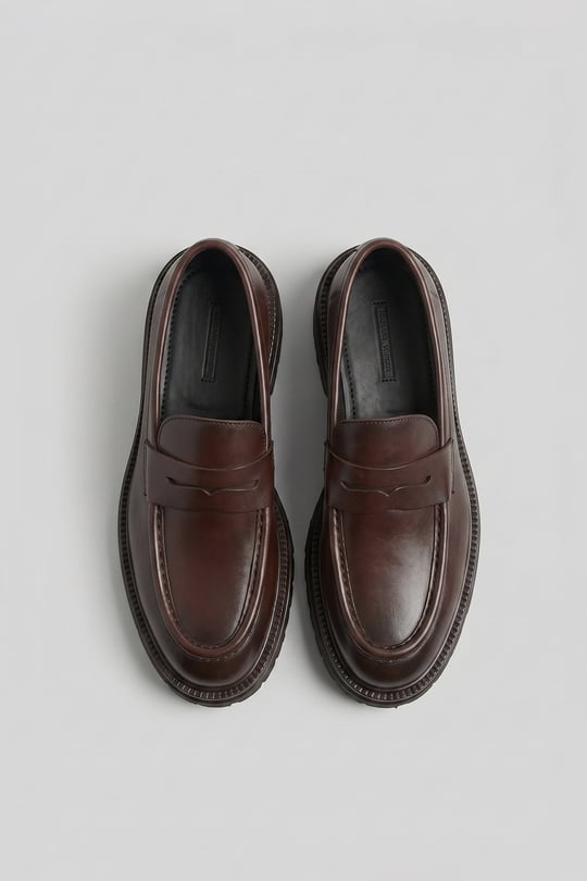 Erkek Hakiki Deri Antik Floter Loafer Kahve
