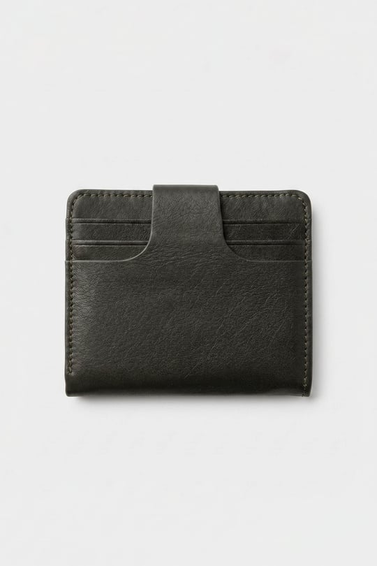 Erkek Hakiki Deri Trifold Çıtçıtlı Klasik Cüzdan Haki