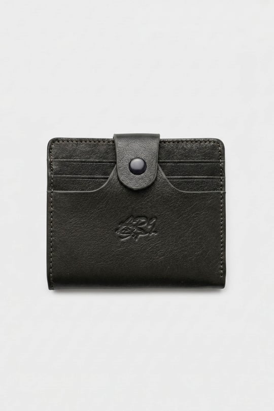 Erkek Hakiki Deri Trifold Çıtçıtlı Klasik Cüzdan Haki