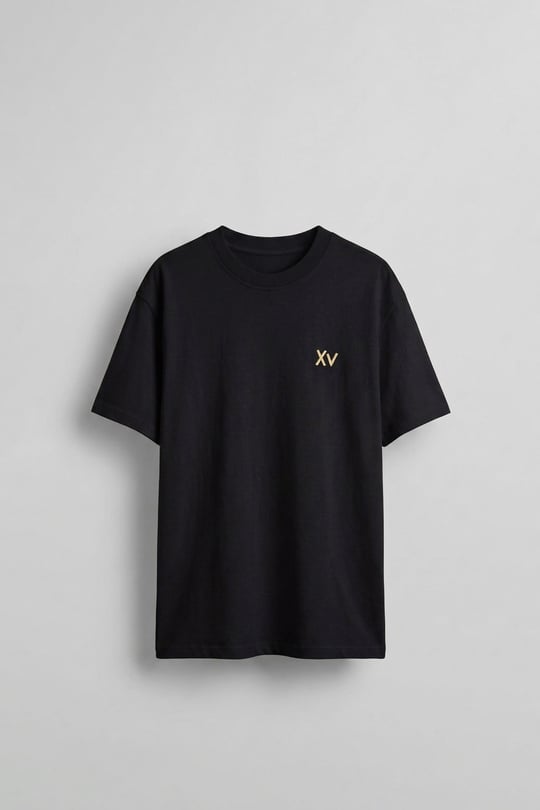 Erkek Oversize Antik Mühür Kabartmalı Baskılı T-Shirt Siyah